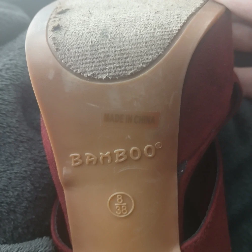 Bamboo Red Suede Platform Wedge Heels Buckle Ankle Strap Size‎ 8